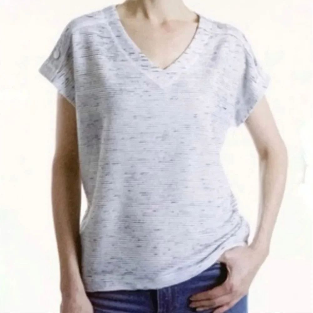 🔹️Jones New York Blue Textured Batwing Short Sleeve Top Large